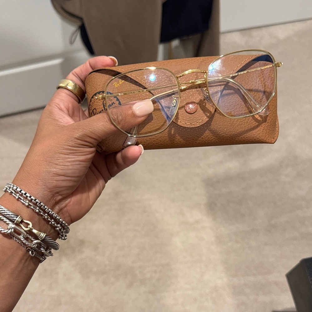 Ray-Ban Gold  blue ray Glasses with Case